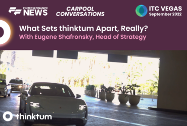 Ad for a carpool conversation interview with Eugene Shafronsky, Head of Strategy and the title What Sets thinktum Apart, Really along with ITC, thinktum and FF News logos.